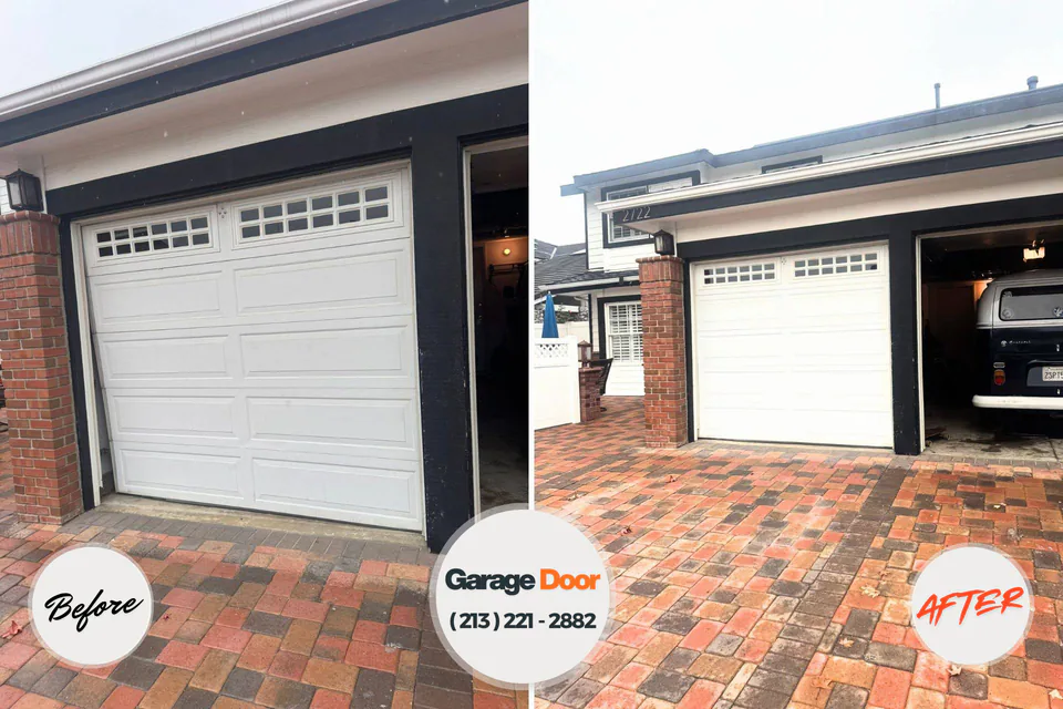 Before and after: garage door repair Waurika, OK
